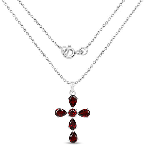 2.57 Carat Genuine Garnet .925 Sterling Silver Pendant
