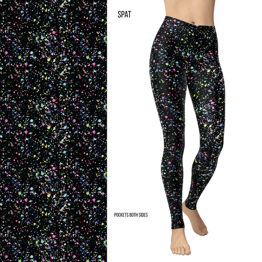 Color Splash Splat Full Length Leggings with Pockets MM
