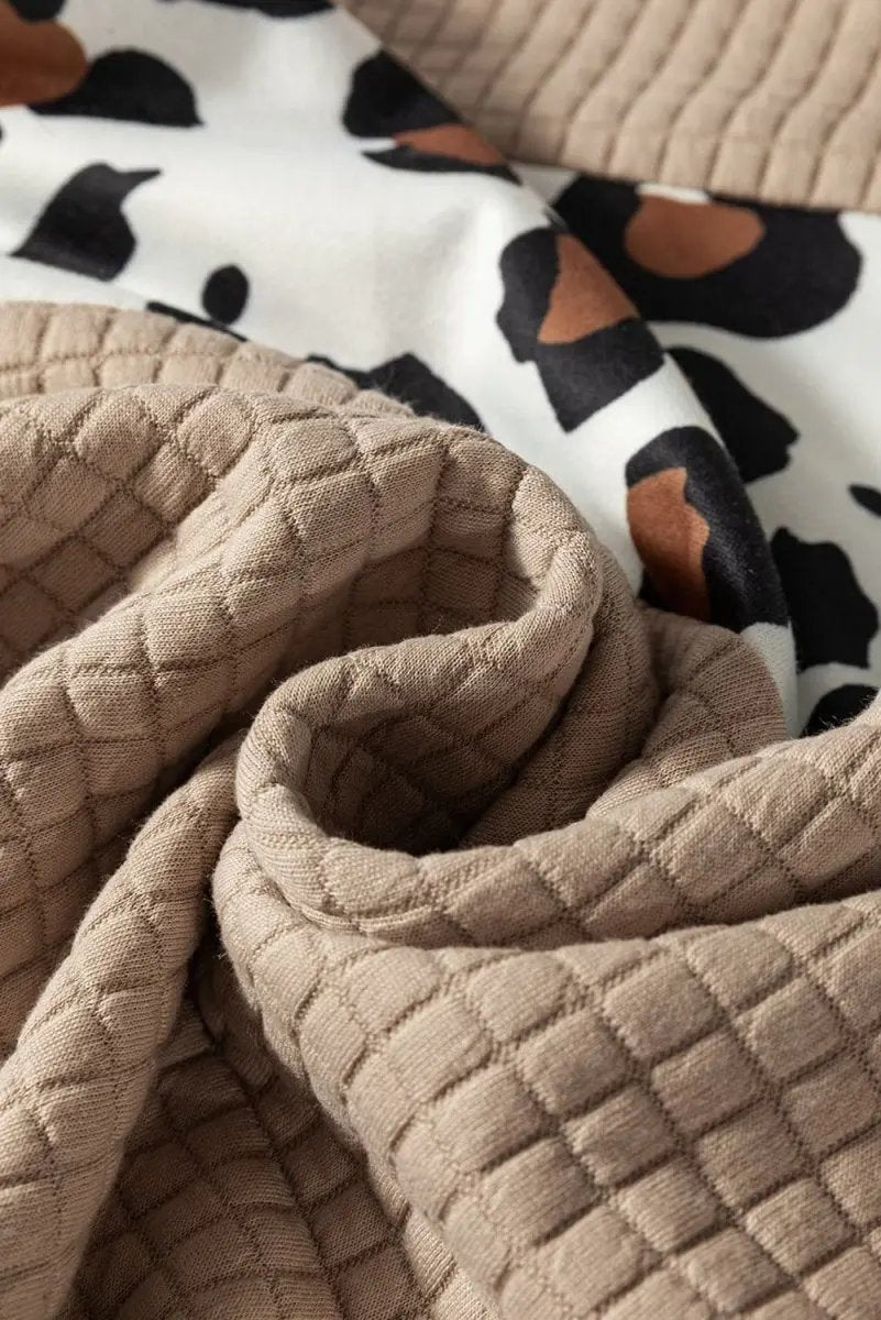Parchment Leopard Quilted Patchwork Crew Neck Sweatshirt - Love Salve 