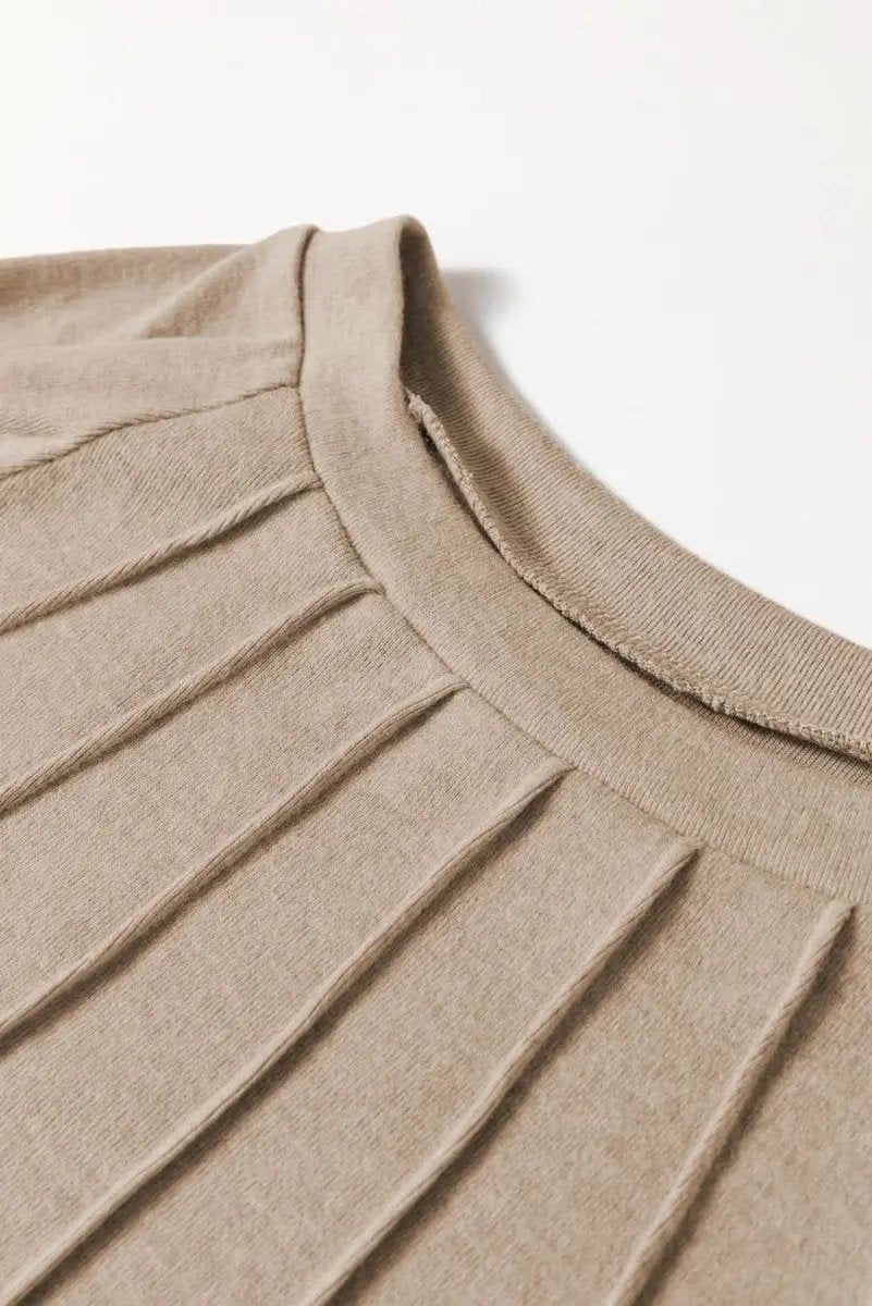 Parchment Seam Detail Lace Contrast Cuffs Raglan Sleeve Top - Love Salve 