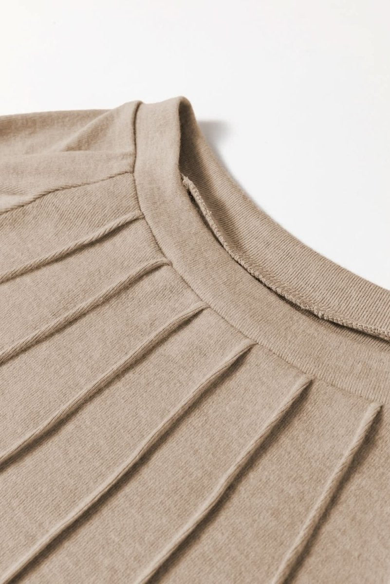 Parchment Seam Detail Lace Contrast Cuffs Raglan Sleeve Top - Love Salve
