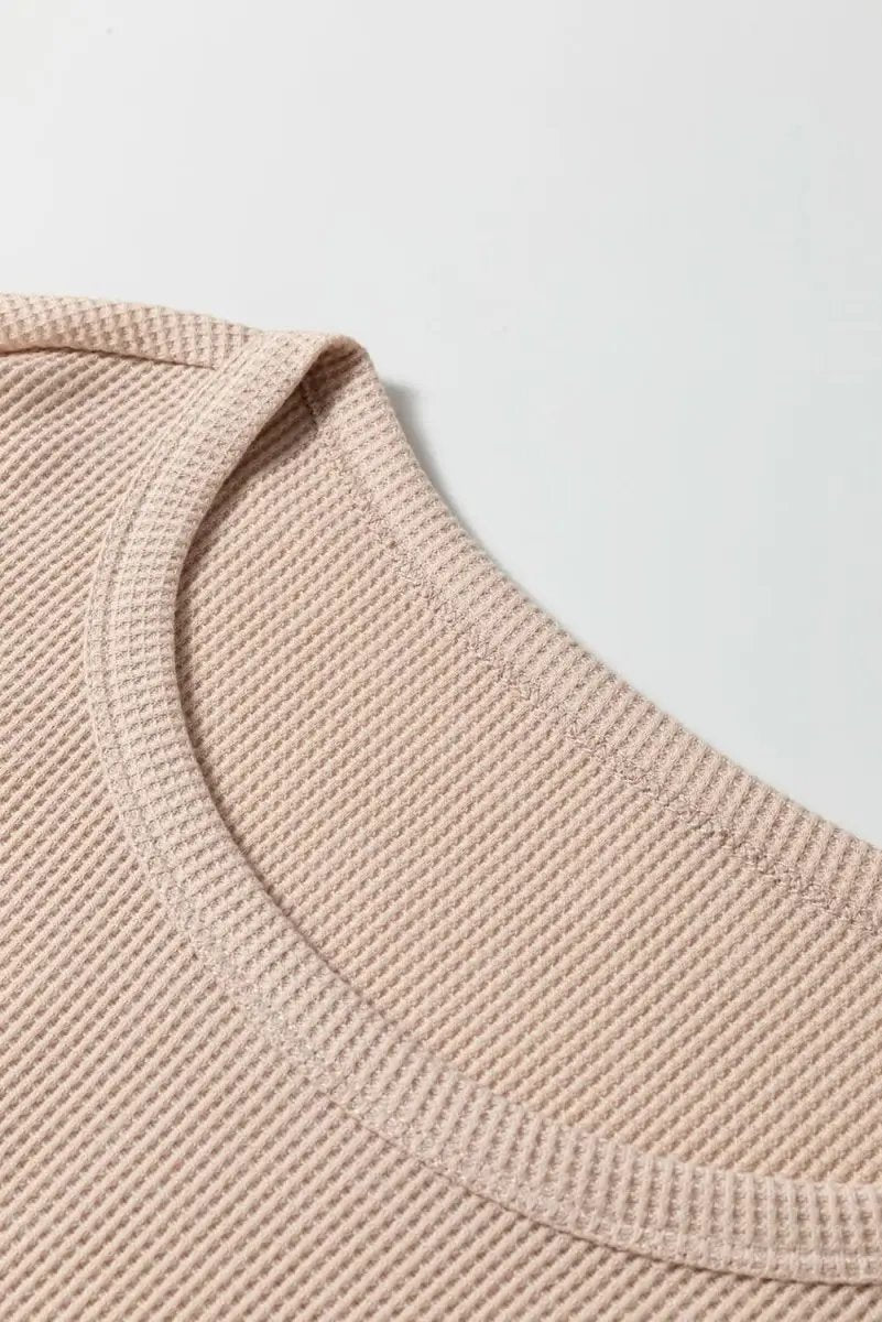 Parchment Textured Long Sleeve T Shirt and Pants Lounge Set - Love Salve 