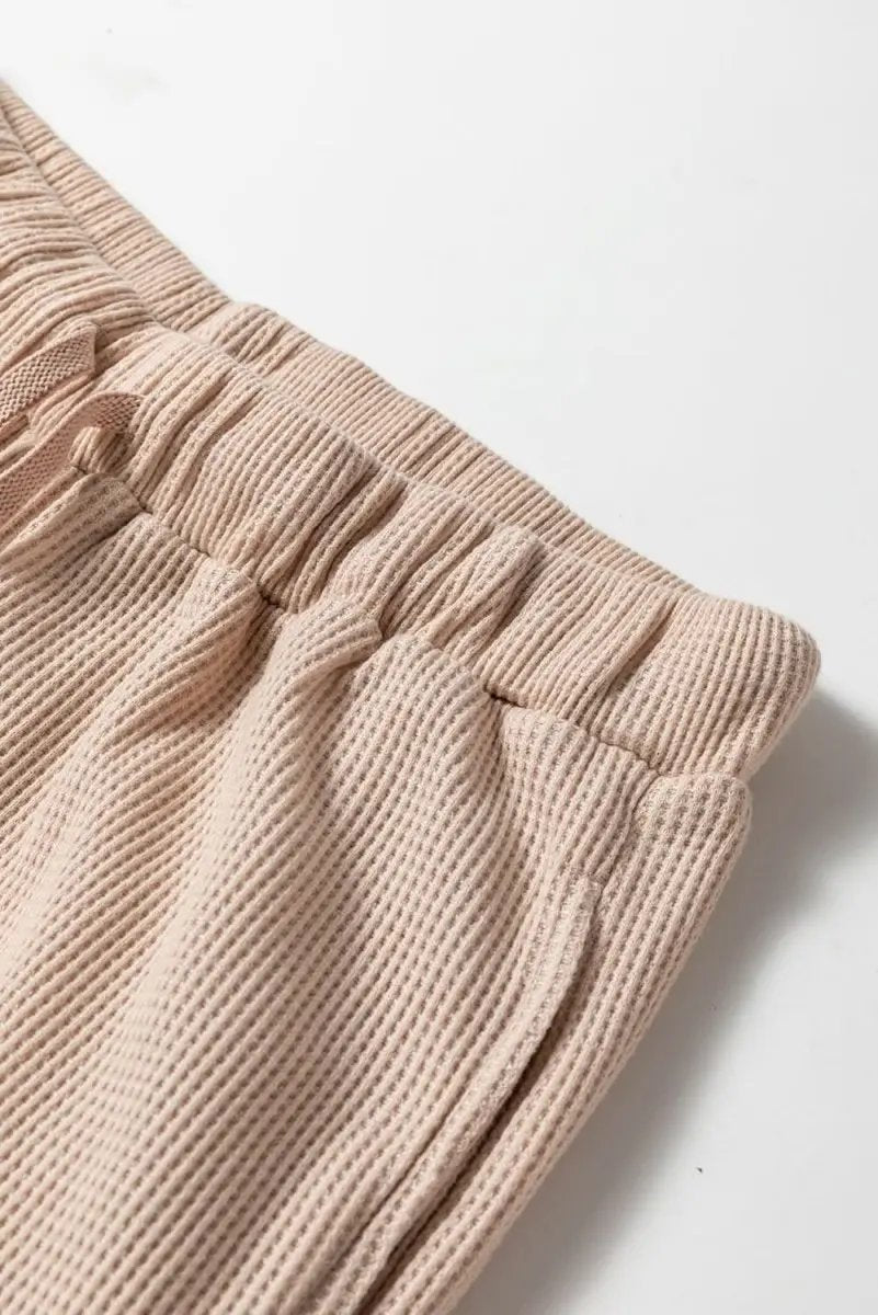 Parchment Textured Long Sleeve T Shirt and Pants Lounge Set - Love Salve 