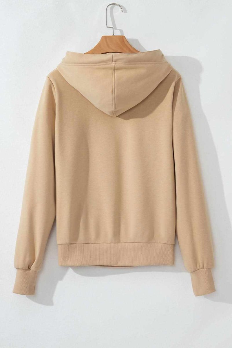Parchment Zipped Pocket Cozy Drawstring Hoodie - Love Salve 