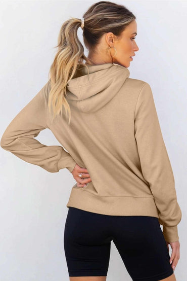 Parchment Zipped Pocket Cozy Drawstring Hoodie - Love Salve 