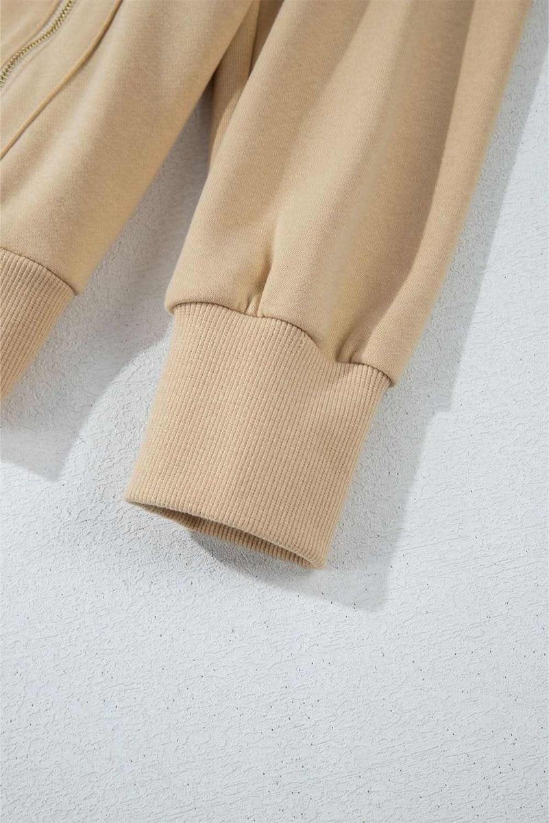 Parchment Zipped Pocket Cozy Drawstring Hoodie - Love Salve 