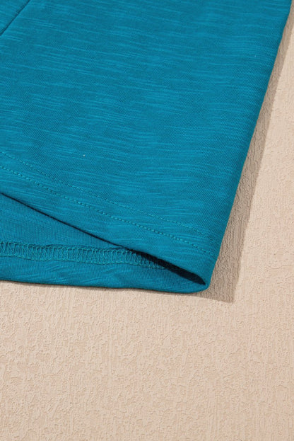 Peacock Blue Metallic Sheen Edge Scoop Neck Tank Top - Love Salve 