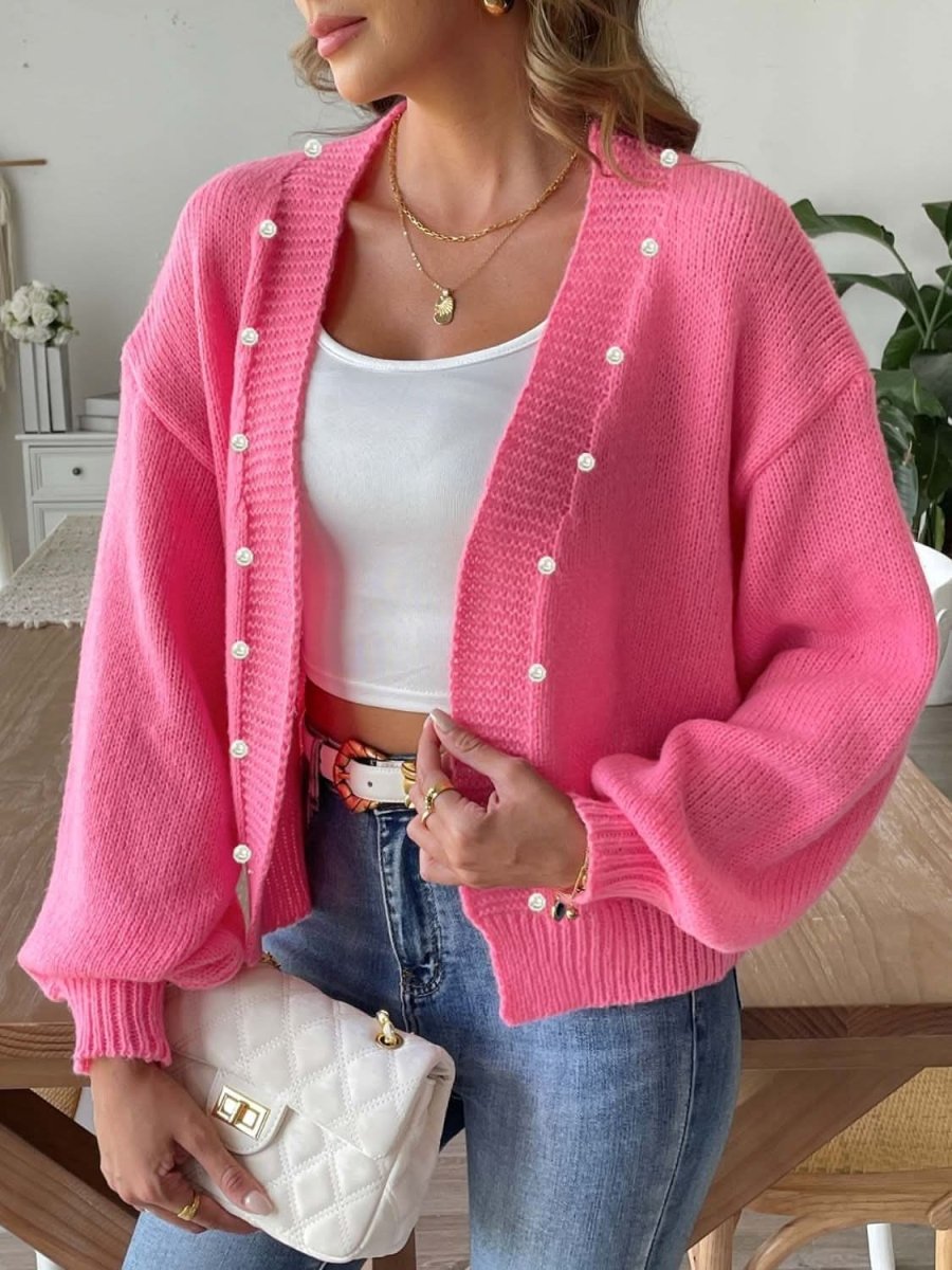 Pearl Open Front Long Sleeve Cardigan - Love Salve 
