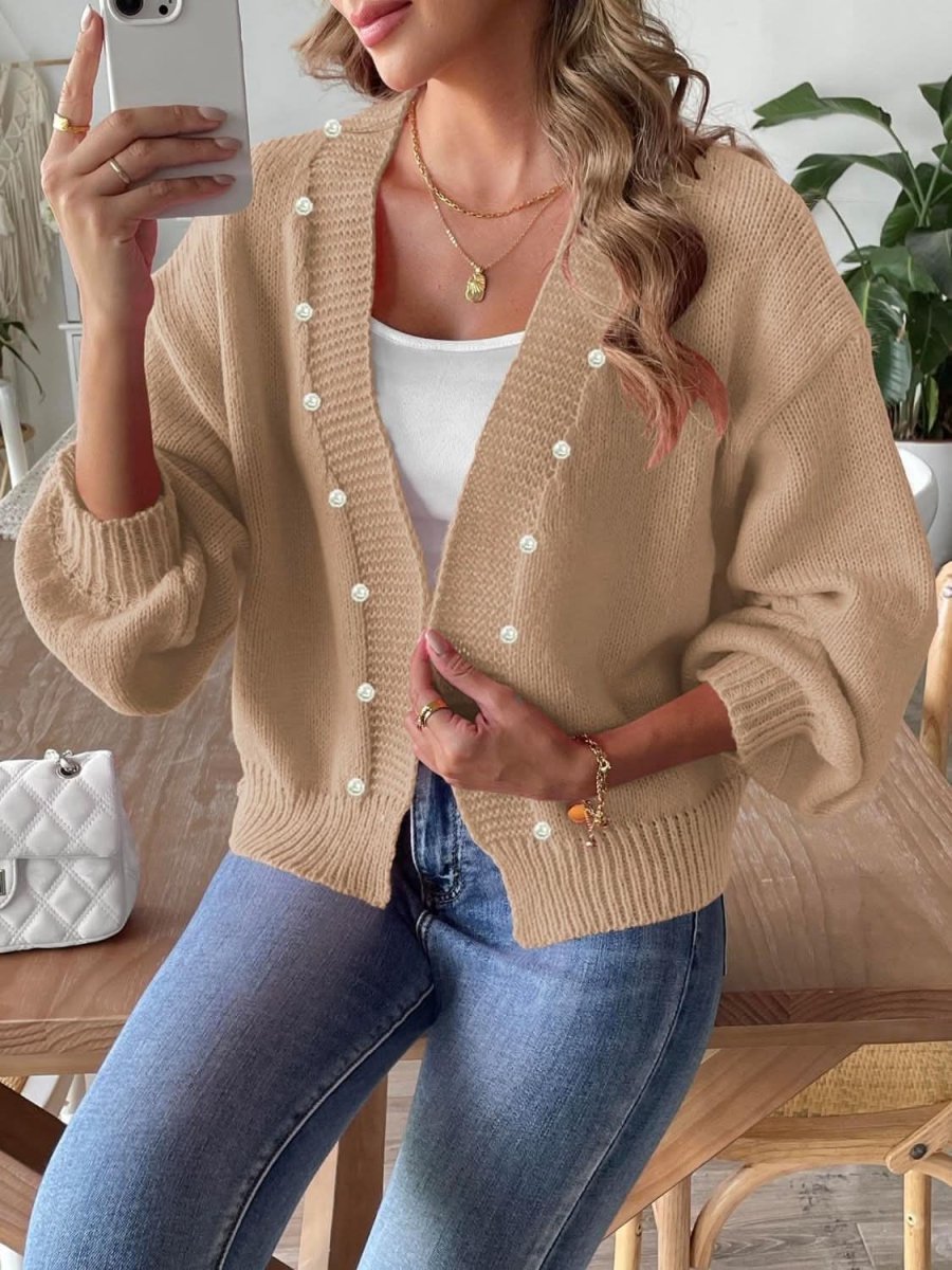 Pearl Open Front Long Sleeve Cardigan - Love Salve 