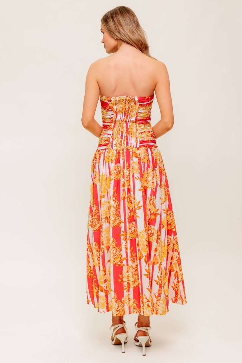 PEONY STORM DANCE WOVEN MIDI DRESS - Love Salve 