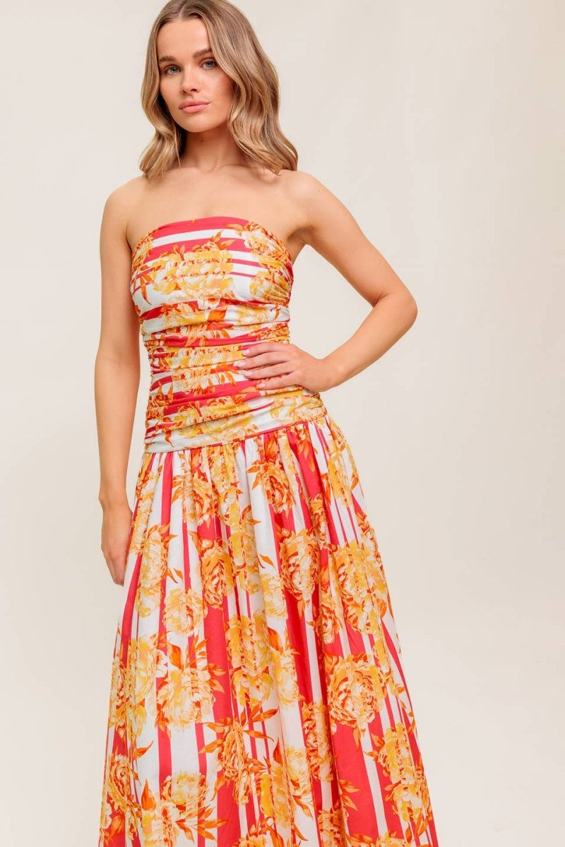 PEONY STORM DANCE WOVEN MIDI DRESS - Love Salve 