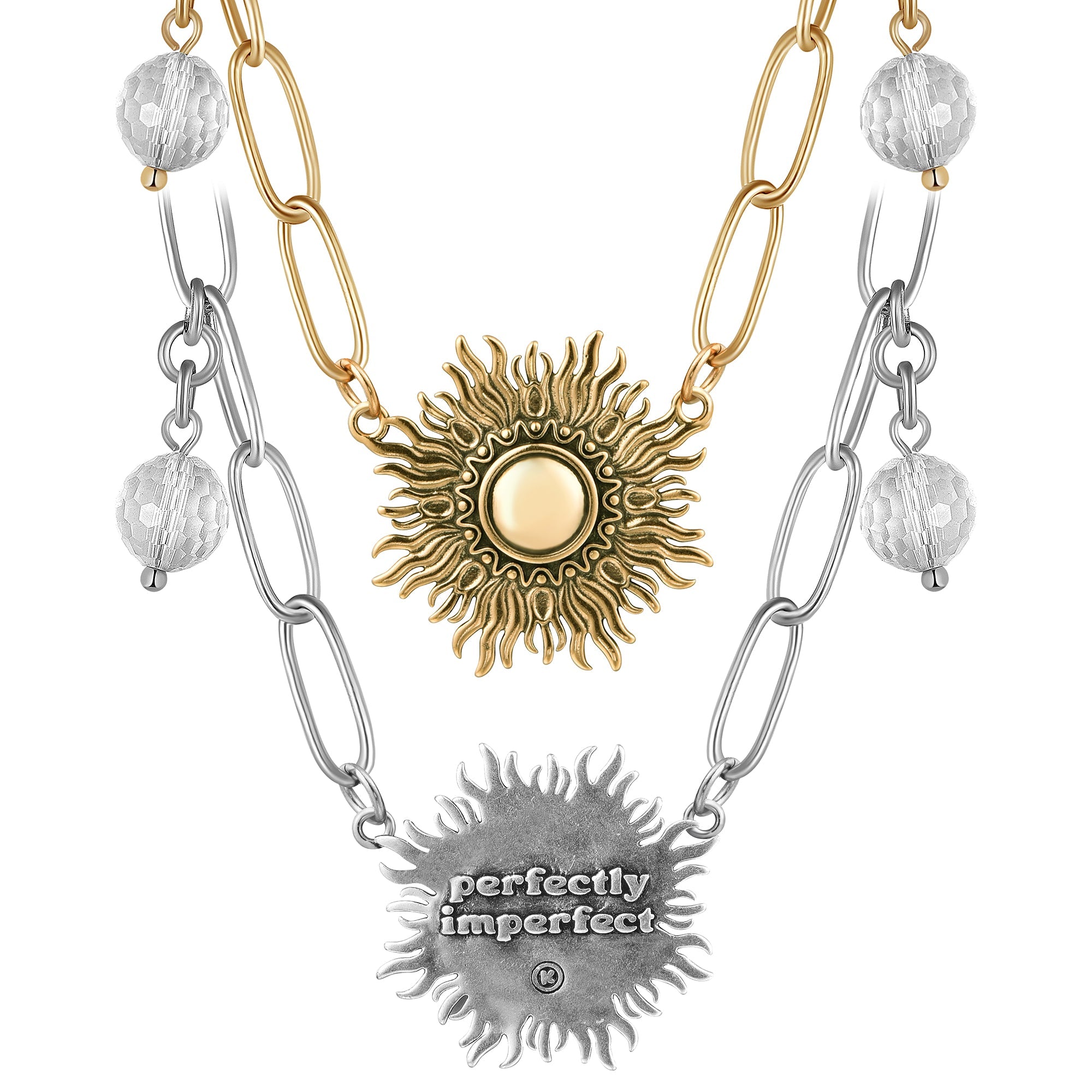Close-up of the Katia Designs Perfectly Imperfect Starburst pendant, highlighting its intricate, unique texture.