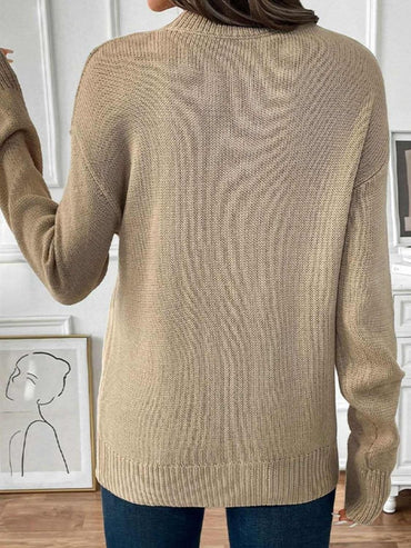 Perfee Cherry Round Neck Long Sleeve Sweater - Love Salve 