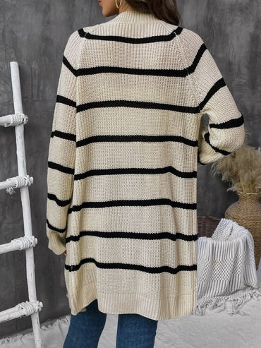 Perfee Striped Button Up Long Sleeve Cardigan - Love Salve 