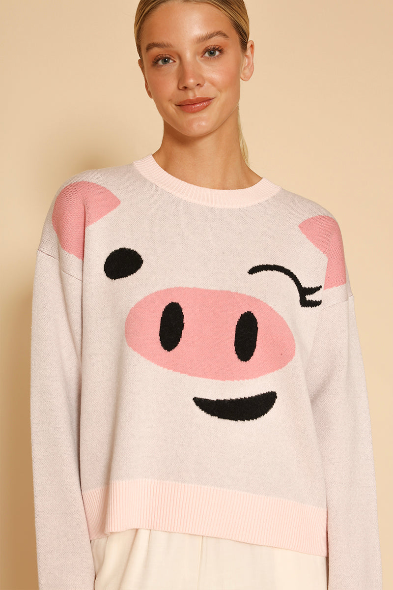 Pig face knit sweater Miss Sparkling