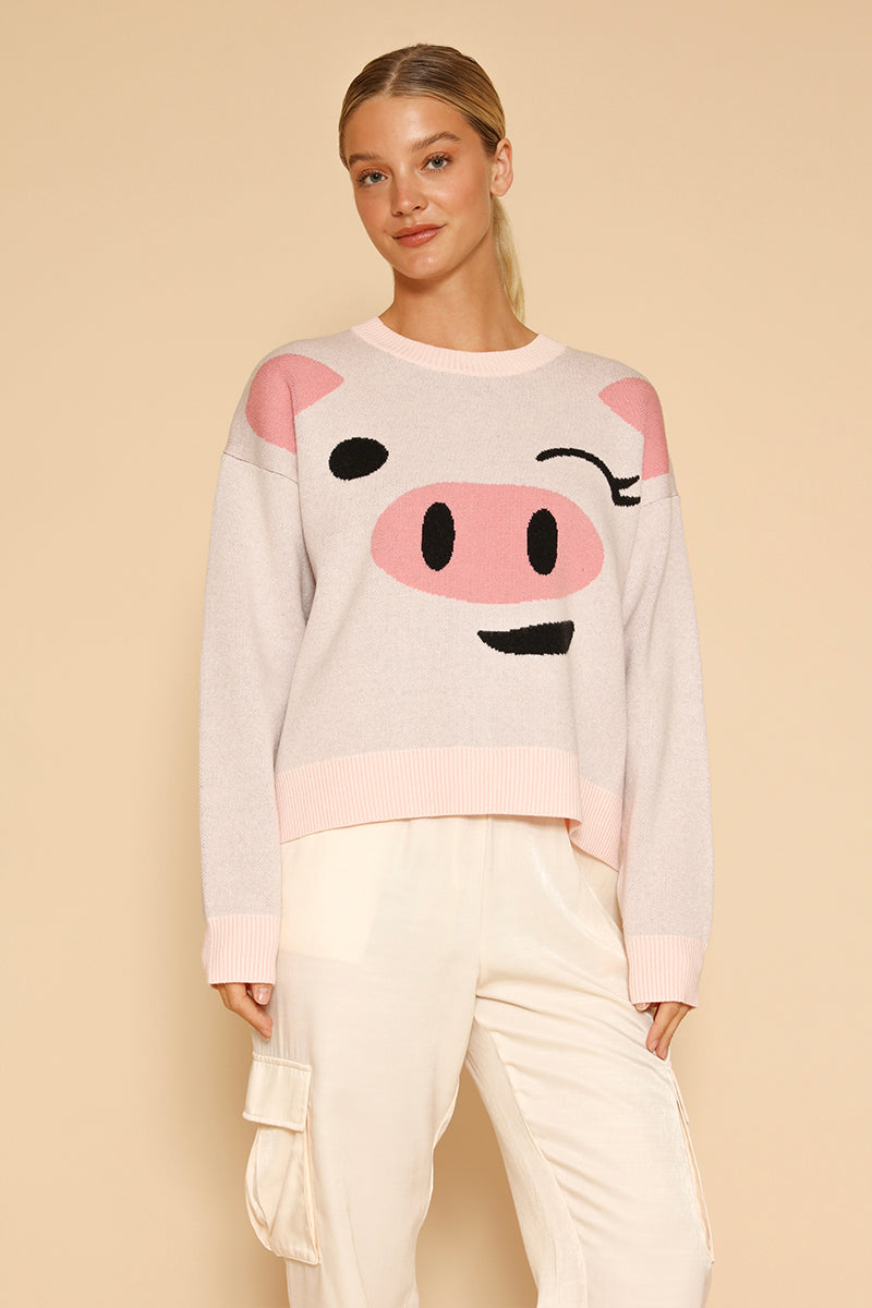 Pig face knit sweater Miss Sparkling