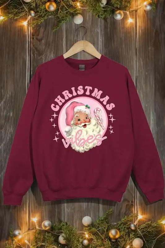 Pink Christmas Vibes Graphic Fleece Sweatshirts - Love Salve 