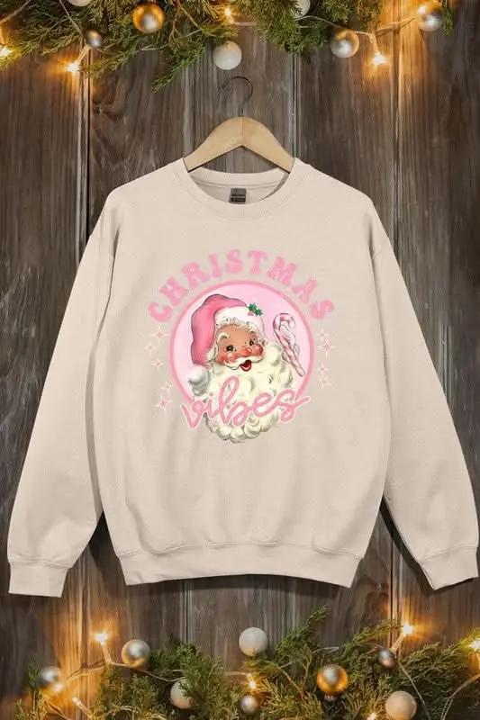 Pink Christmas Vibes Graphic Fleece Sweatshirts - Love Salve 