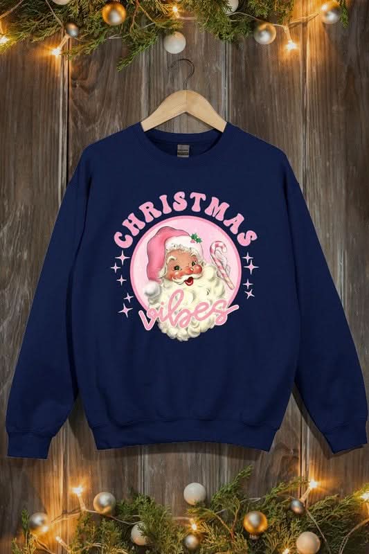 Pink Christmas Vibes Graphic Fleece Sweatshirts - Love Salve