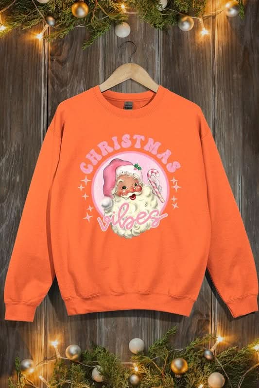 Pink Christmas Vibes Graphic Fleece Sweatshirts - Love Salve
