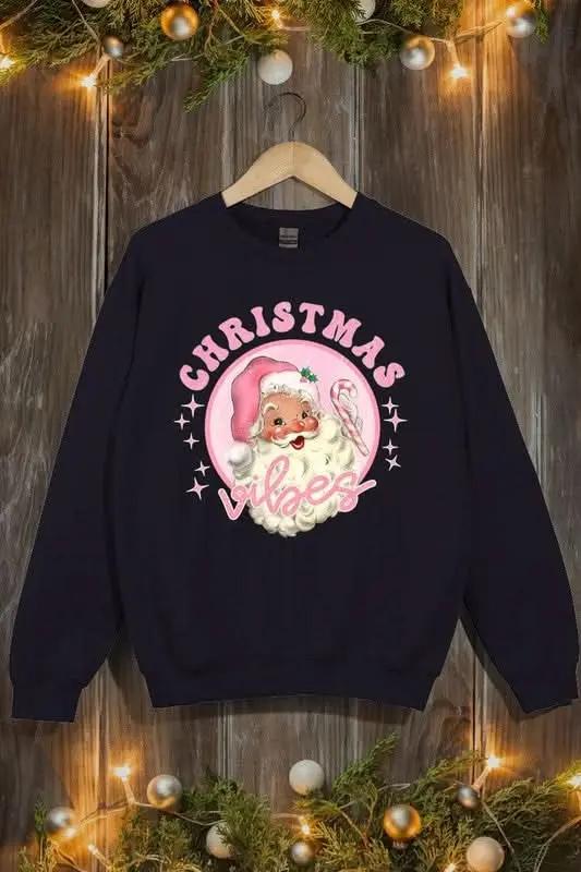 Pink Christmas Vibes Graphic Fleece Sweatshirts - Love Salve 