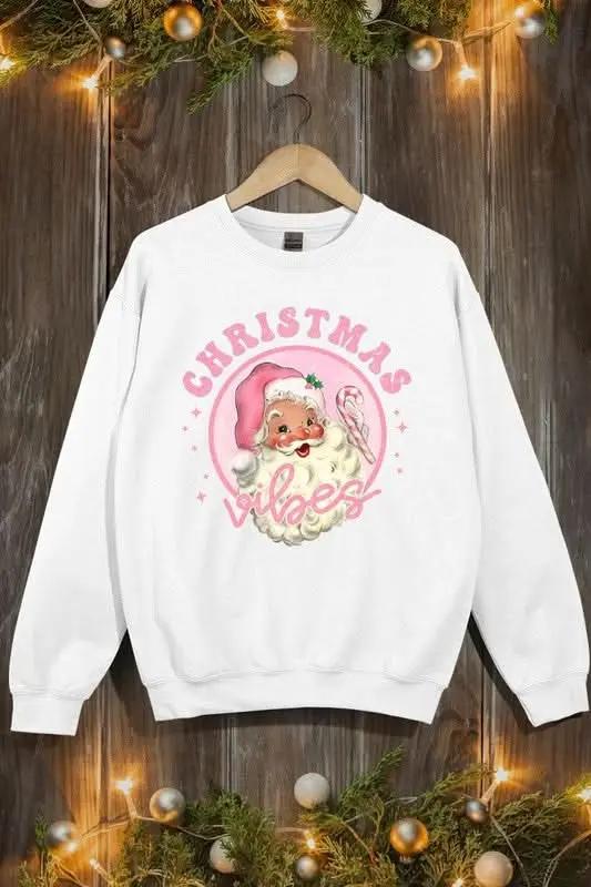Pink Christmas Vibes Graphic Fleece Sweatshirts - Love Salve 