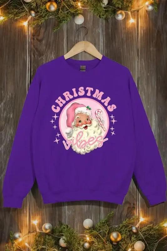 Pink Christmas Vibes Graphic Fleece Sweatshirts - Love Salve 