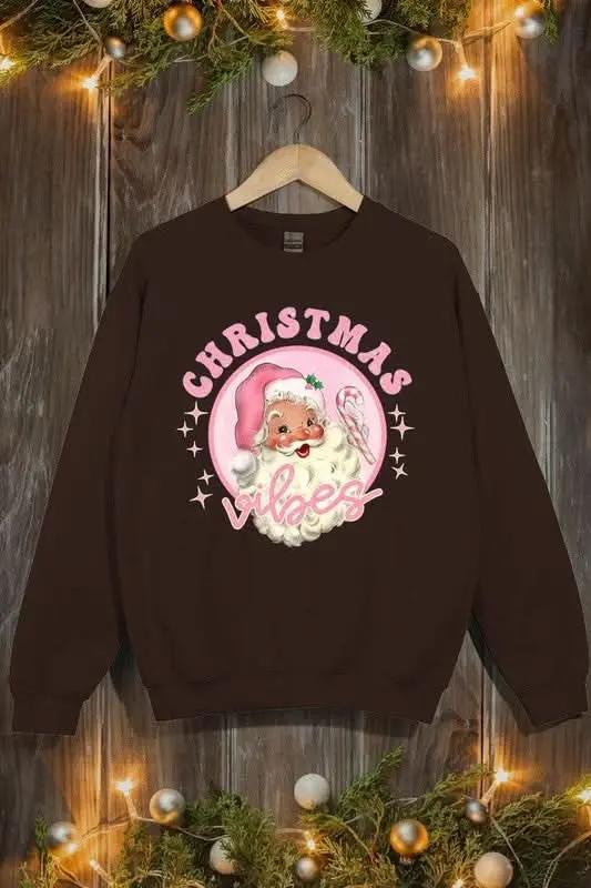 Pink Christmas Vibes Graphic Fleece Sweatshirts - Love Salve 