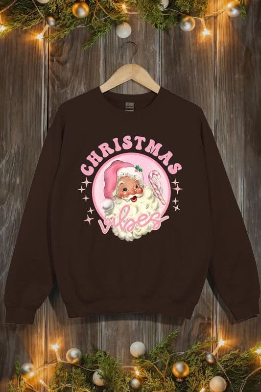 Pink Christmas Vibes Graphic Fleece Sweatshirts - Love Salve