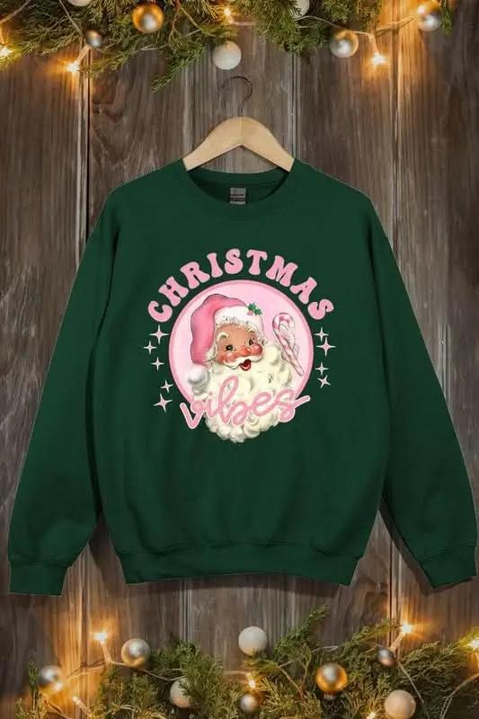 Pink Christmas Vibes Graphic Fleece Sweatshirts - Love Salve 