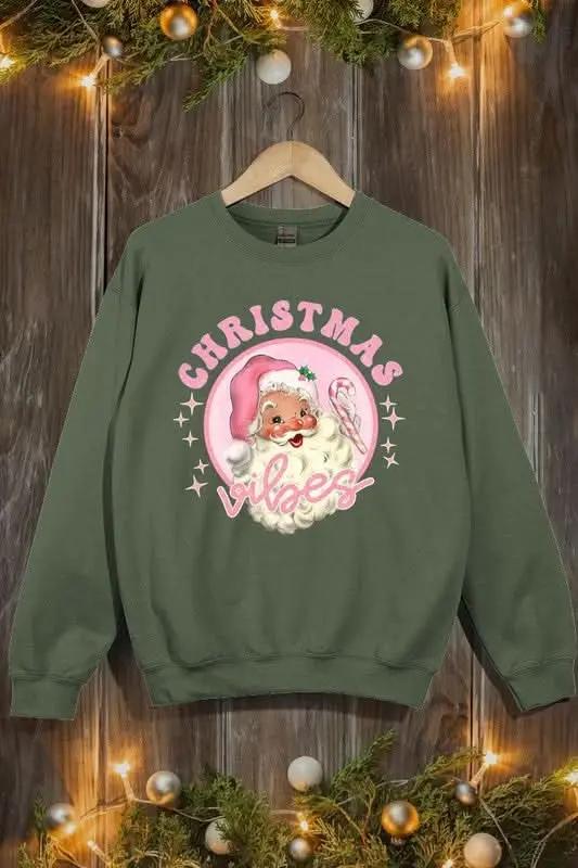 Pink Christmas Vibes Graphic Fleece Sweatshirts - Love Salve 