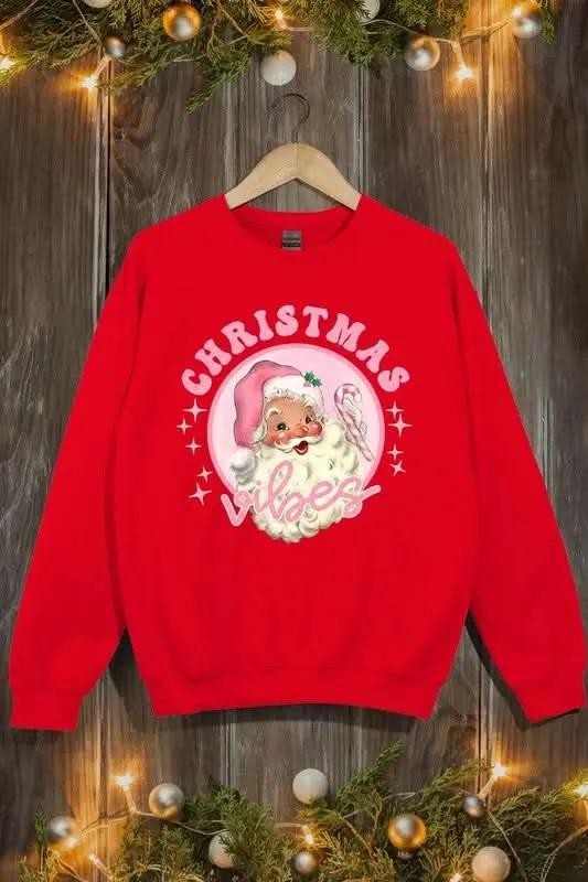 Pink Christmas Vibes Graphic Fleece Sweatshirts - Love Salve 