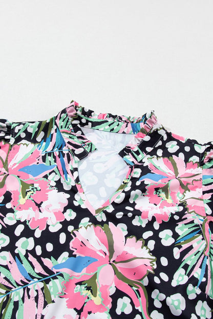 Pink Floral Ricrac Embellished Tiered Mini Dress for Women - Love Salve 