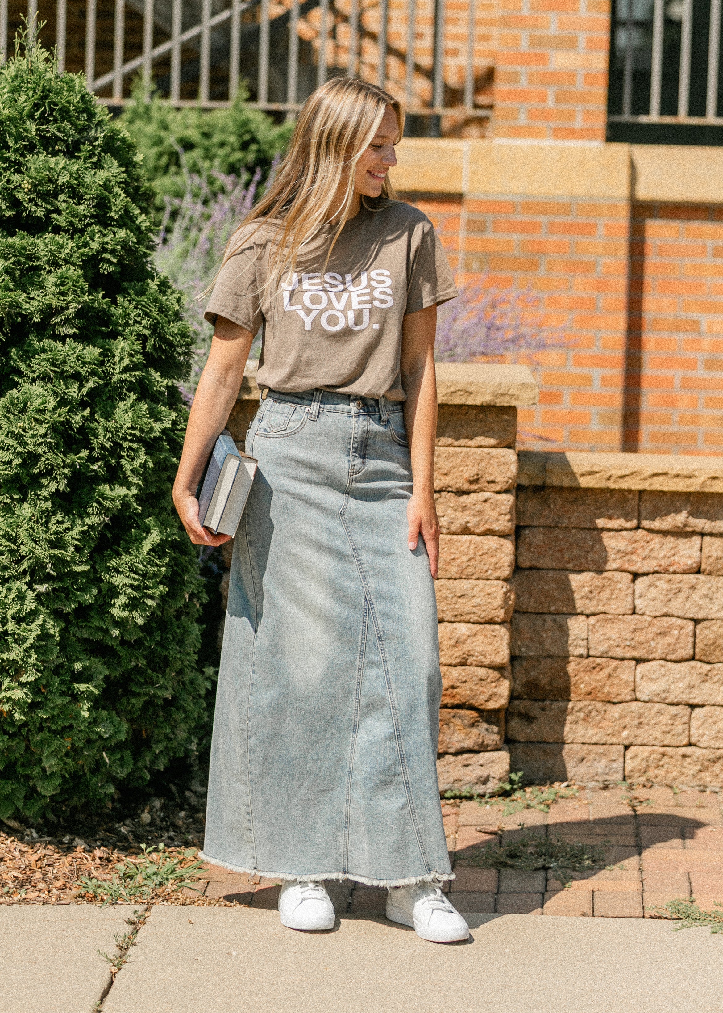 Piper A-line Long Denim Maxi Skirt Inherit Co.