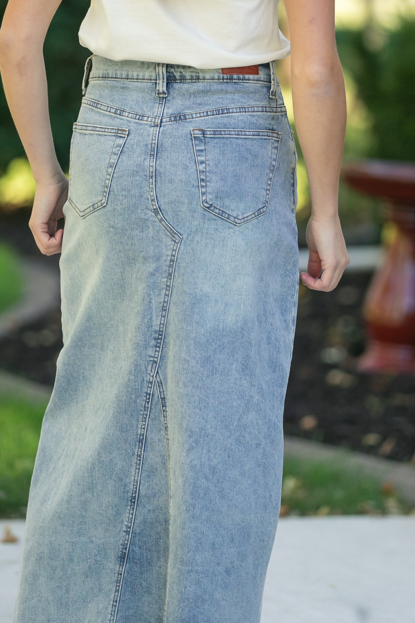 Piper A-line Long Denim Maxi Skirt Inherit Co.