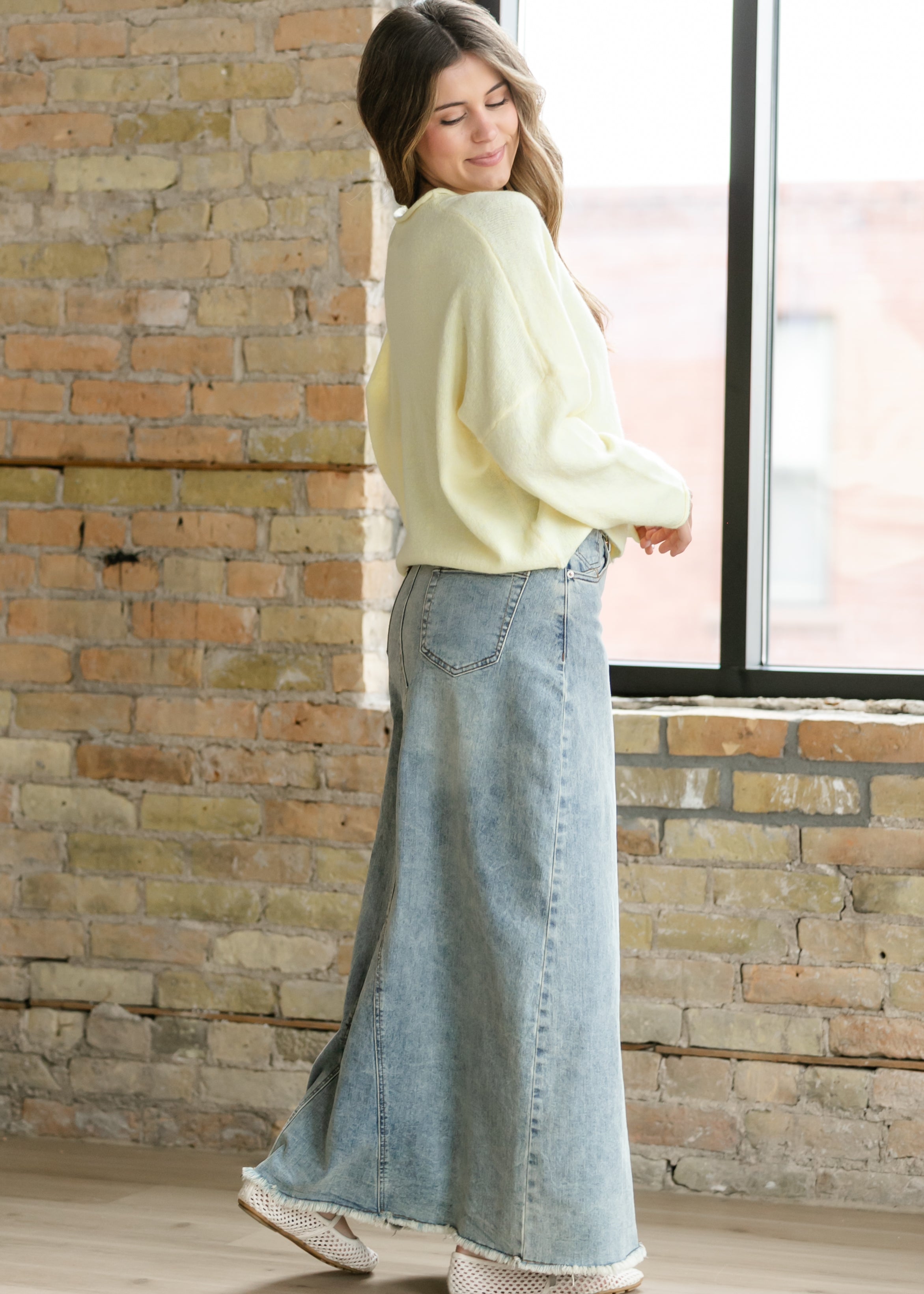 Piper A-line Long Denim Maxi Skirt Inherit Co.