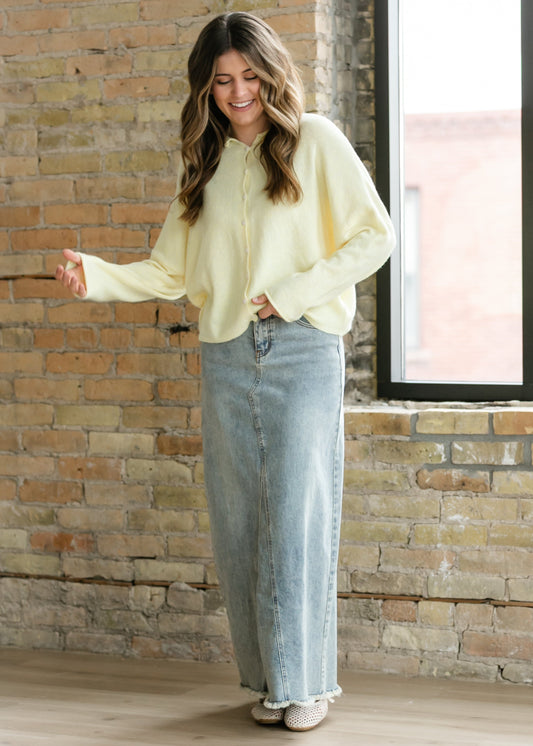 Piper A-line Long Denim Maxi Skirt Inherit Co.