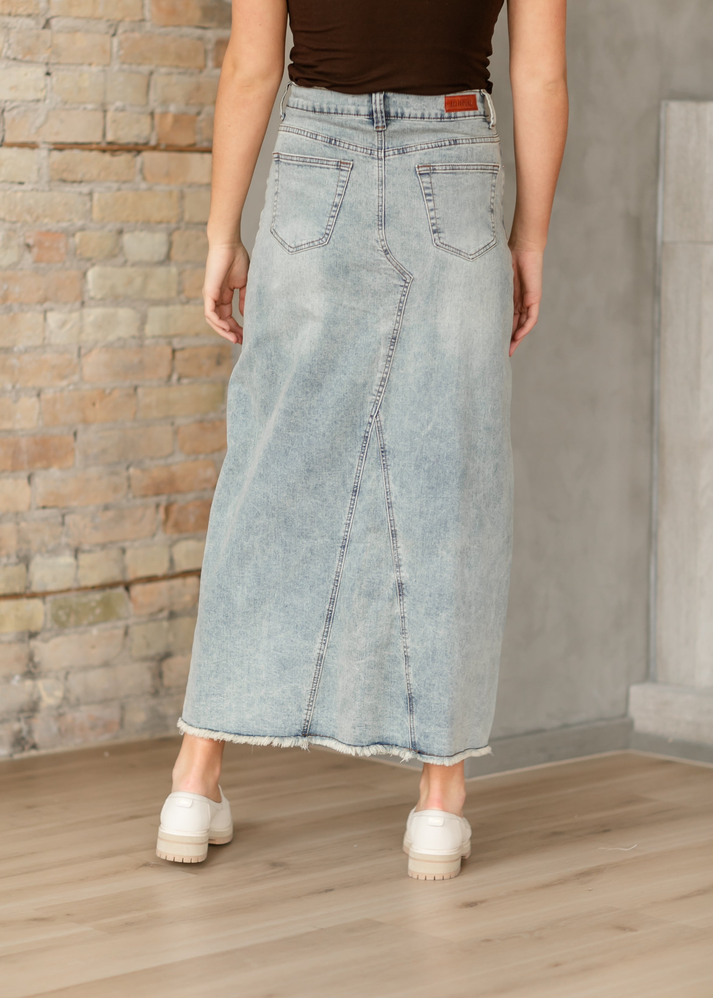 Piper A-line Long Denim Maxi Skirt Inherit Co.