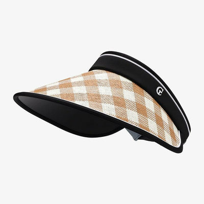 Plaid Natural Grass Adjustable Sun Hat - Love Salve