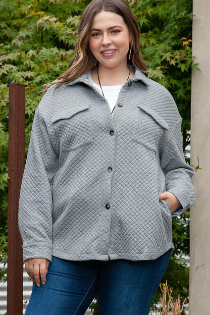 Plus Size Collared Neck Buttoned Jacket with PocketsPlus Size Collared Neck Buttoned Jacket with Pockets
 Step up your style game with our Plus Size Collared Neck Buttoned Jacket featuring convenient pockets and a chiLove Salve Size Collared Neck Buttoned Jacketplus