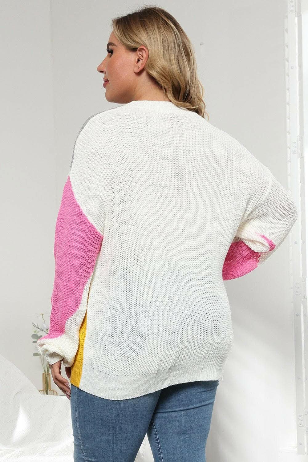 Color Block Plus Size Round Neck Sweater for Curvy WomenColor Block Plus Size Round Neck Sweater for Curvy Women
 Upgrade your style with our Color Block Plus Size Sweater, specially designed for curvy women who embrace bLove Salve Size Round Neck Sweaterplus