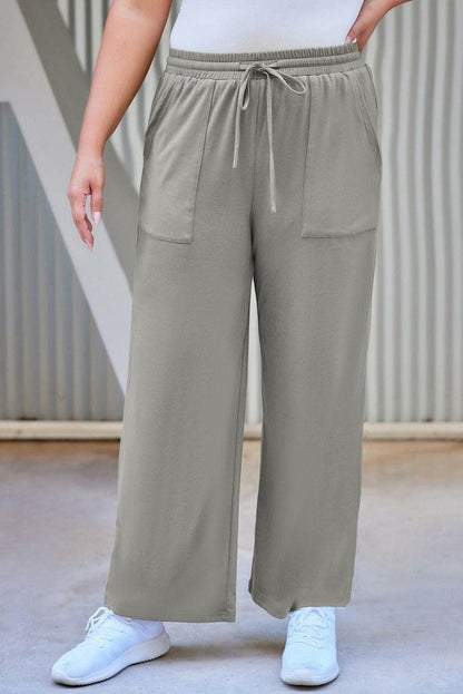 Plus Size Drawstring Straight Pants with Pockets - Love Salve