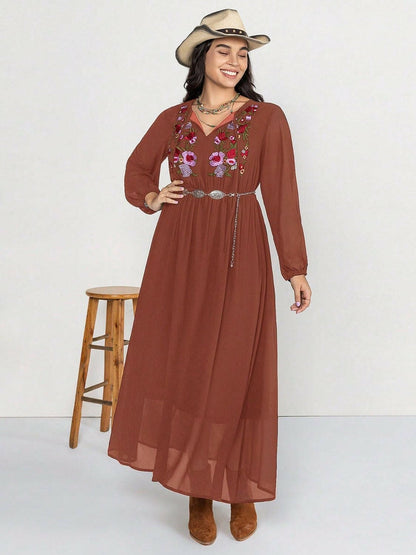 Embroidered Sheer Plus Size Tie Neck Long Sleeve DressUpgrade Your Style with Our Embroidered Sheer Plus Size Tie Neck Long Sleeve Dress
 
 
Unique Design: Stand out in this elegant dress featuring intricate embroidery Love Salve Size Tie Neck Long Sleeve Dressplus