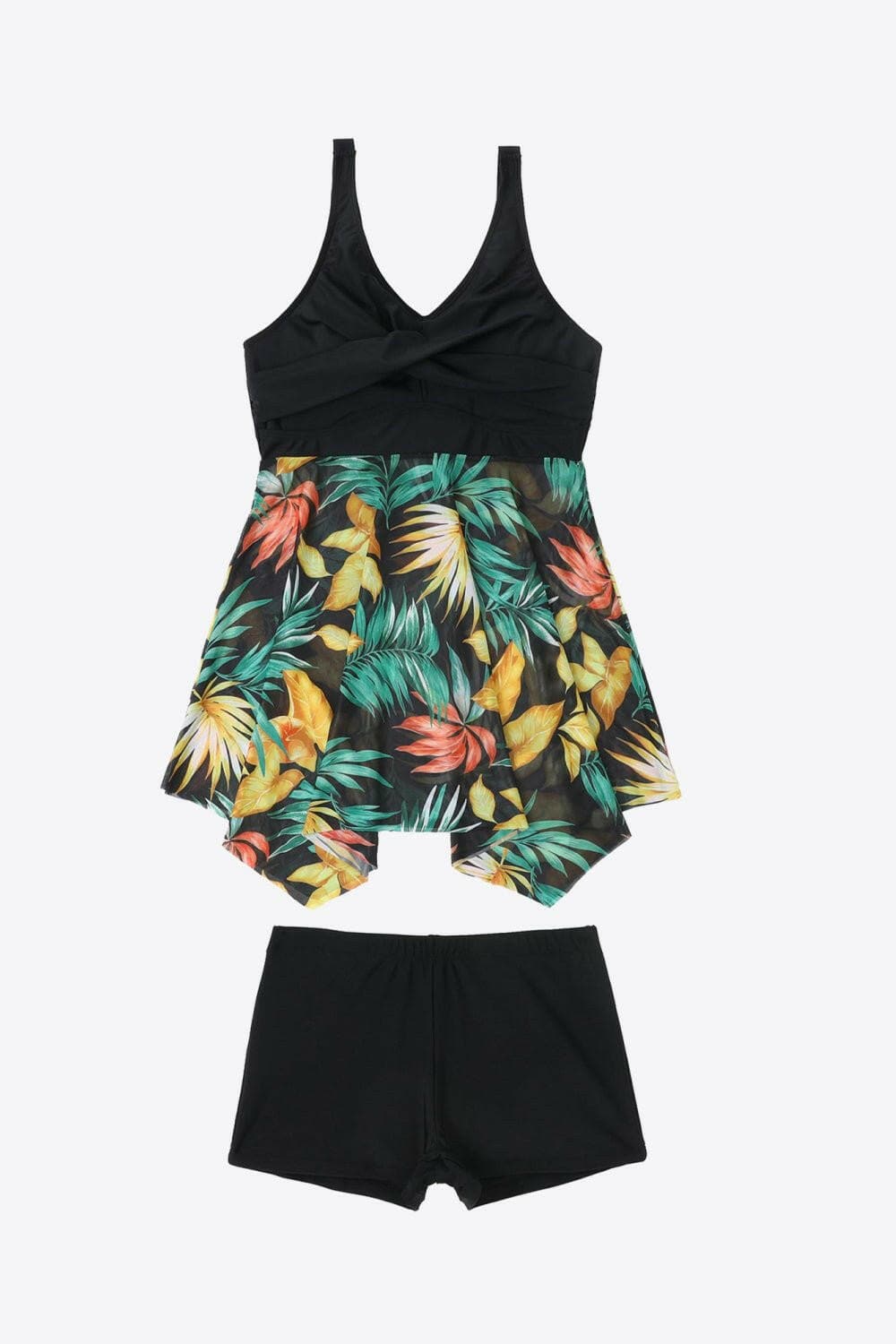 Floral Plus Size Two-Piece Swimsuit with Asymmetrical HemFloral Plus Size Two-Piece Swimsuit with Asymmetrical Hem
 Make a statement at the beach with our Floral Plus Size Two-Piece Swimsuit featuring an asymmetrical hem dLove Salve -Piece Swimsuitswimwear