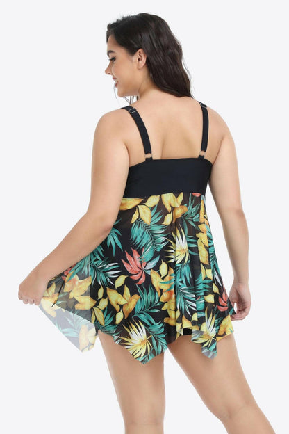 Floral Plus Size Two-Piece Swimsuit with Asymmetrical HemFloral Plus Size Two-Piece Swimsuit with Asymmetrical Hem
 Make a statement at the beach with our Floral Plus Size Two-Piece Swimsuit featuring an asymmetrical hem dLove Salve -Piece Swimsuitswimwear