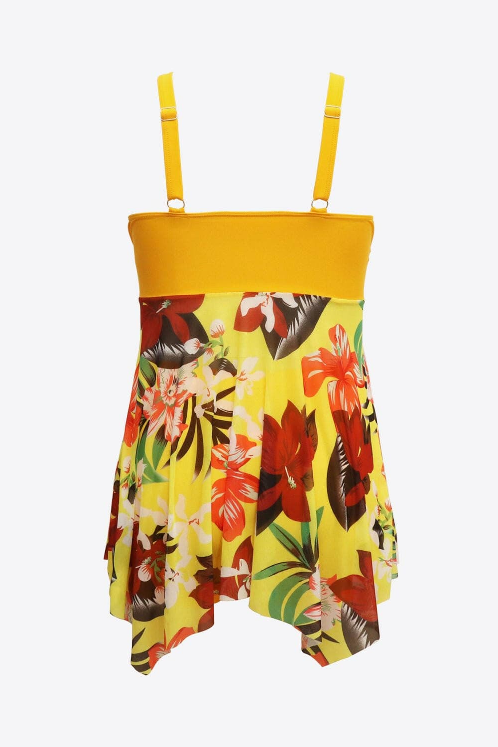 Floral Plus Size Two-Piece Swimsuit with Asymmetrical HemFloral Plus Size Two-Piece Swimsuit with Asymmetrical Hem
 Make a statement at the beach with our Floral Plus Size Two-Piece Swimsuit featuring an asymmetrical hem dLove Salve -Piece Swimsuitswimwear