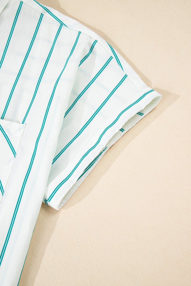 Plus Size Green Striped Button - Up Shirt Dress for St. Patrick's Day - Love Salve