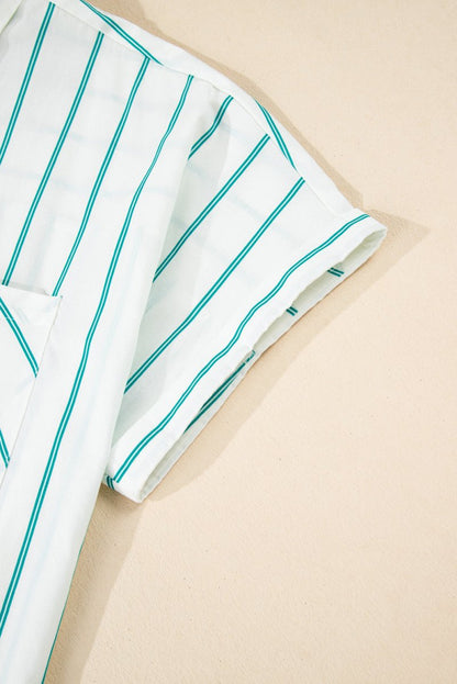 Plus Size Green Striped Button - Up Shirt Dress for St. Patrick's Day - Love Salve