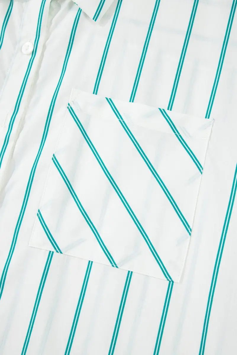 Plus Size Green Striped Button-Up Shirt Dress for St. Patrick's Day - Love Salve 