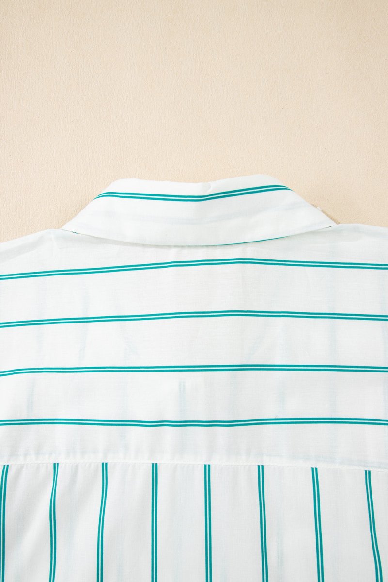 Plus Size Green Striped Button - Up Shirt Dress for St. Patrick's Day - Love Salve